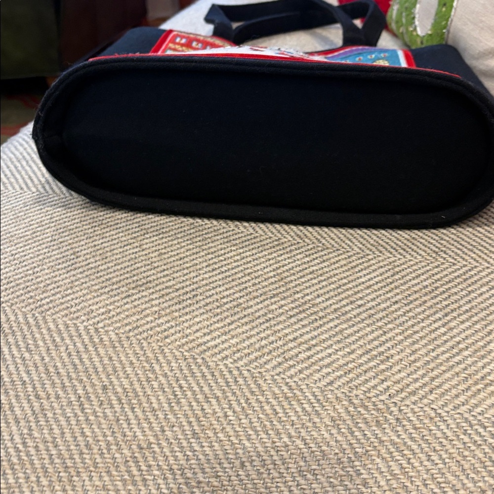 Lulu Guinness Black Tote with Colorful Embroidery - Picture 7 of 7